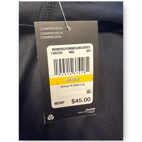 NWT Under Armour HeatGear Armour Ankle Leggings | Medium | Black - Picture 2 of 4
